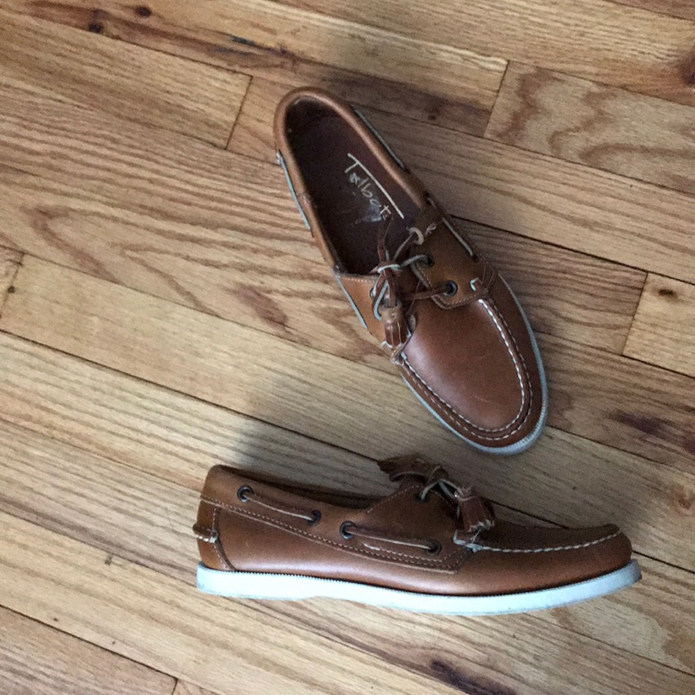 Talbots Leather Boat Sider preppy tie Moccasins Oxfords SlipOn flats coastal 8